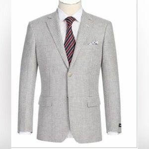 Men's Tan Checkered Blazer